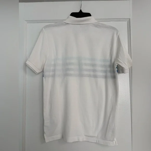 Men’s GAP Polo Shirt Cotton Short sleeves white w blue stripes Size Small - Picture 3 of 7